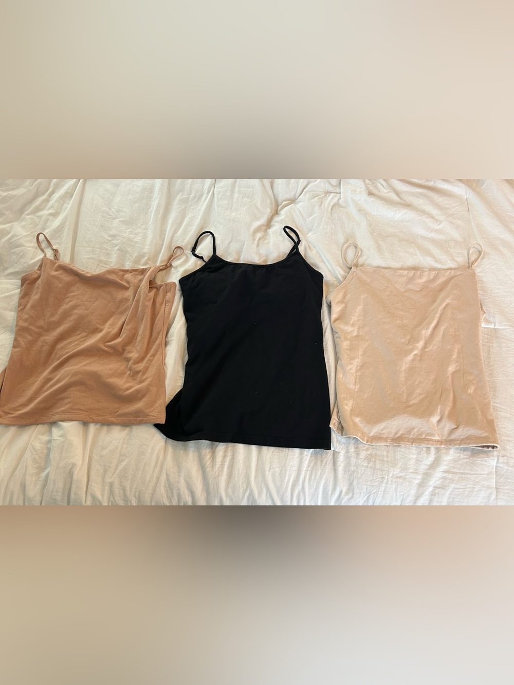 Banana Republic and Gap Black and Nude Spaghetti-Strap Camisoles Trio